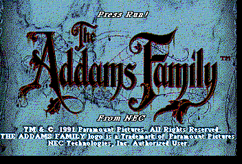 The Addams Family box art for TurboGrafx CD